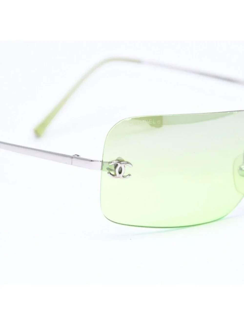 Chanel Rimless Sunglasses Eyewear CC Logo Green